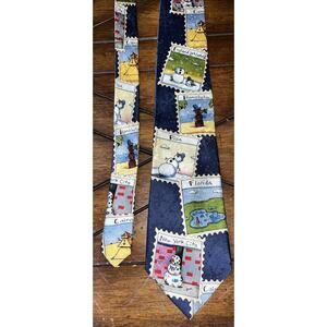 Snowman Post Card‎ American Greetings Mens Silk Tie Blue Christmas Funny Humor